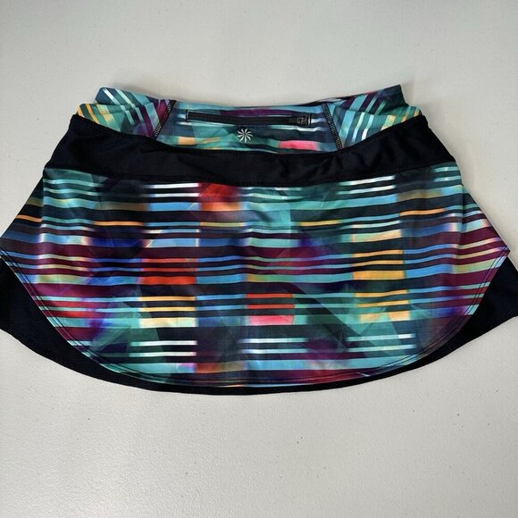 Athleta Laser Beam Bustle Skort Small Multicolor Tennis Running Athletic - Picture 2 of 10